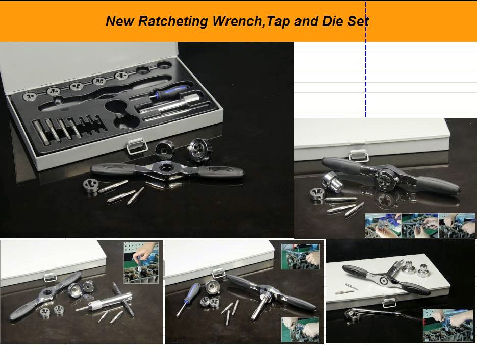 24 PC Ratcheting Tap & Die Set UNC 10108115 Threading Tools Latest Design 