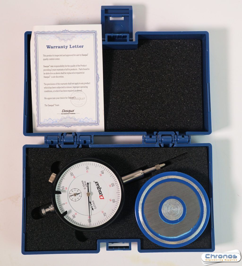 Dasqua 0-10mm x 0.01mm Metric Dial Gauge with Flat Magnetic Back - Image 5