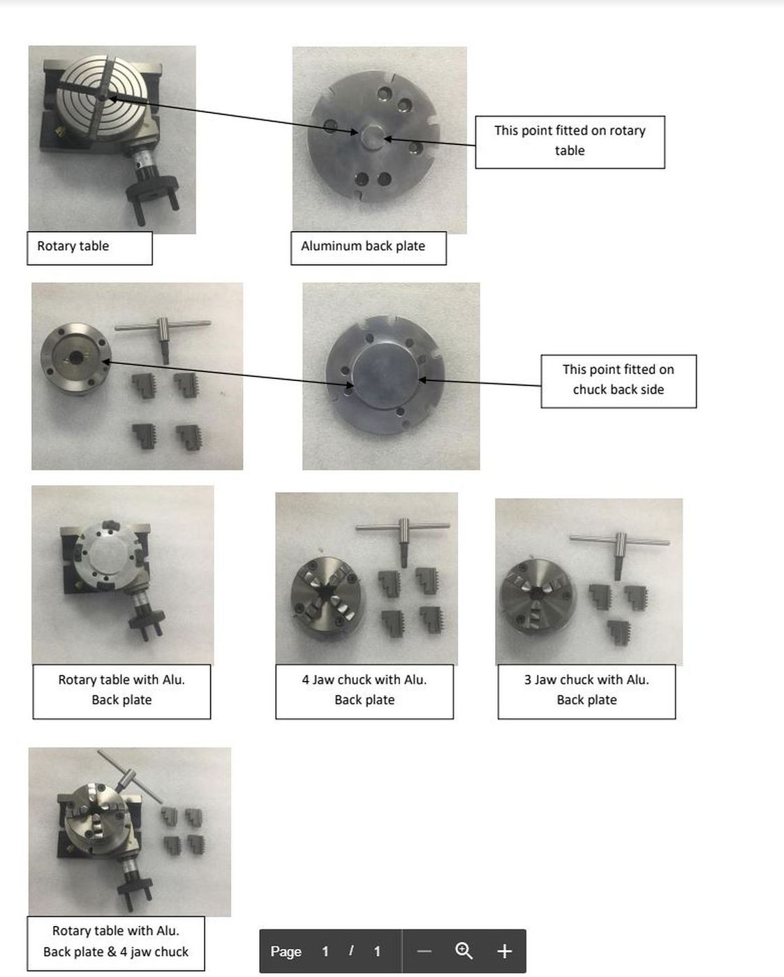 Aluminium Backplate To Mount Soba 80mm Chucks to 4 inch Rotary Table