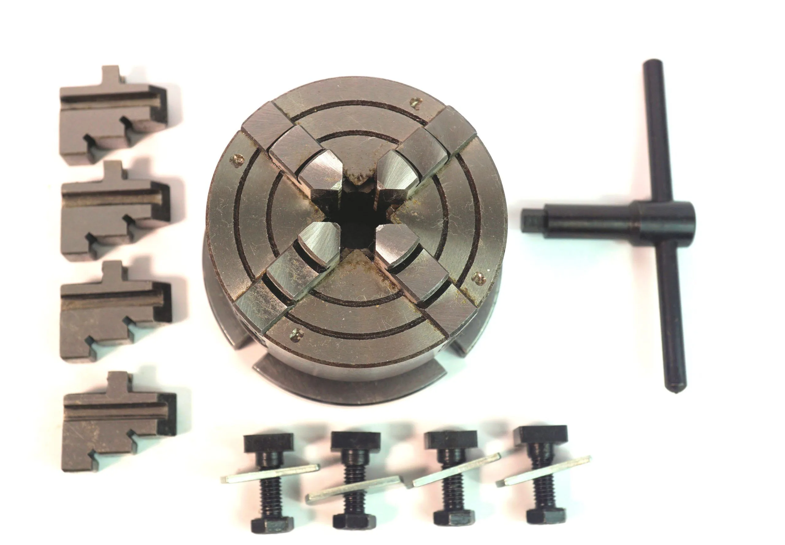 New Soba 3 inch Rotary Table c/w 4 Jaw Chuck, Tailstock and Clamping Kit