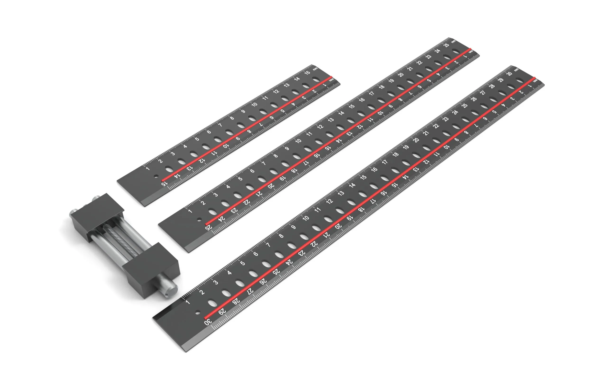 Dasqua Red- Black Multi-Function Marking Scale with 3 rulers 1804-6881