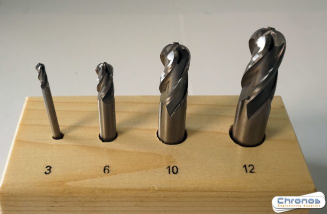Set of 4 Solid Cobalt Ball Nosed Endmills Metric - Image 4