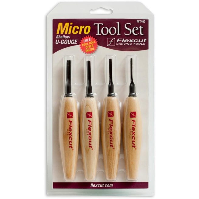 Flexcut MT400 4 Piece SHALLOW U-GOUGE Micro Tool Set 102644