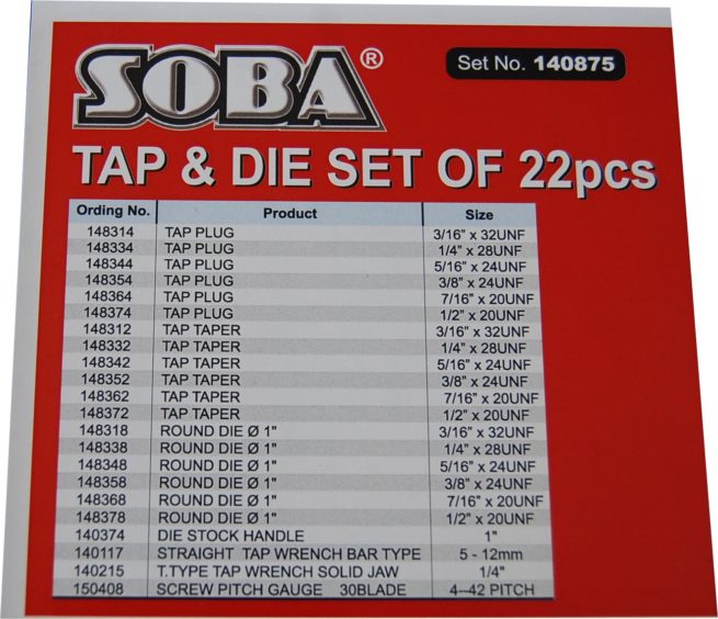 Soba 22pc UNF Tap and Die Set- SORRY OUT OF STOCK - Image 3