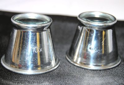 Set of Two Aluminium Watchmakers Eyeglasses Loupes