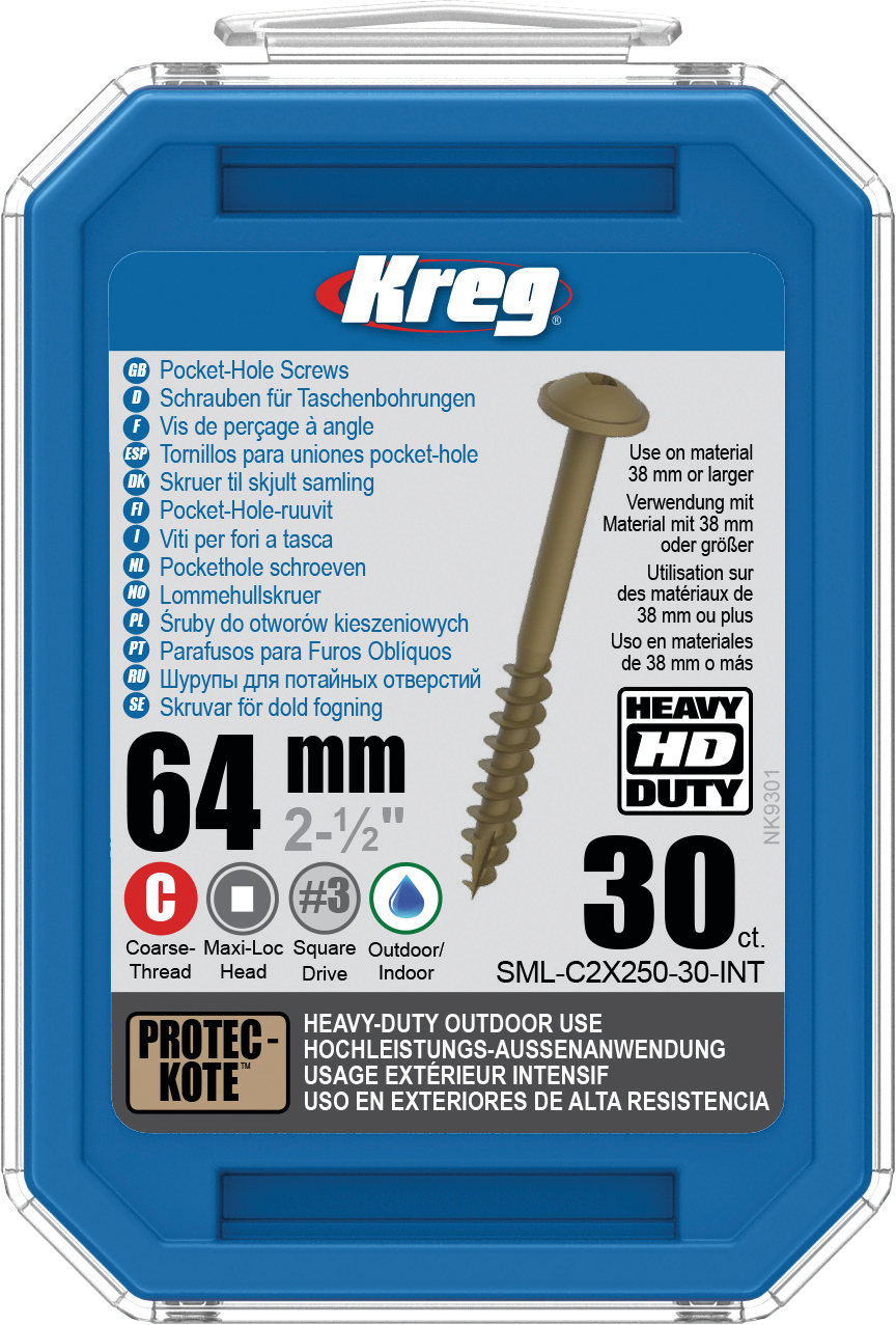 Kreg HD WR Pocket Screws – 64mm / 2-1/2″ #14 Coarse Washer Pack 30