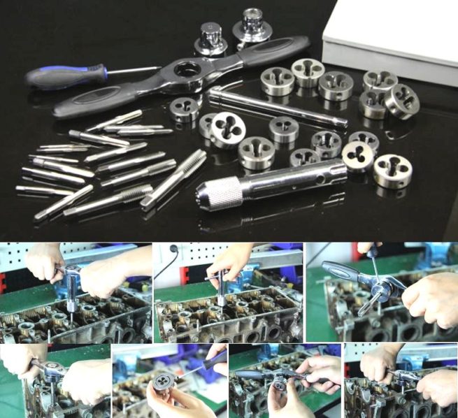 New 38 PC Ratcheting Tap & Die Set UNC / MET