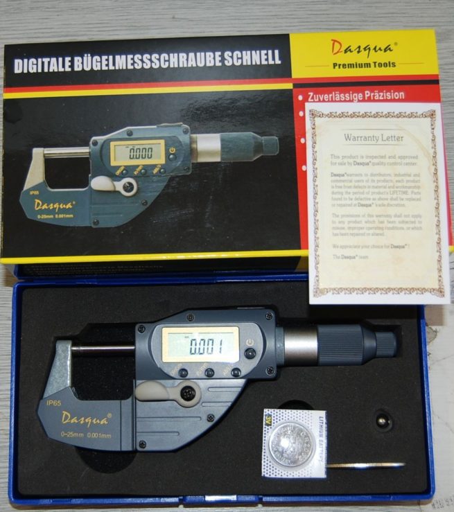 Dasqua Digital Quick Move Absolute  Micrometer 0 - 25 mm / 0-1" IP65