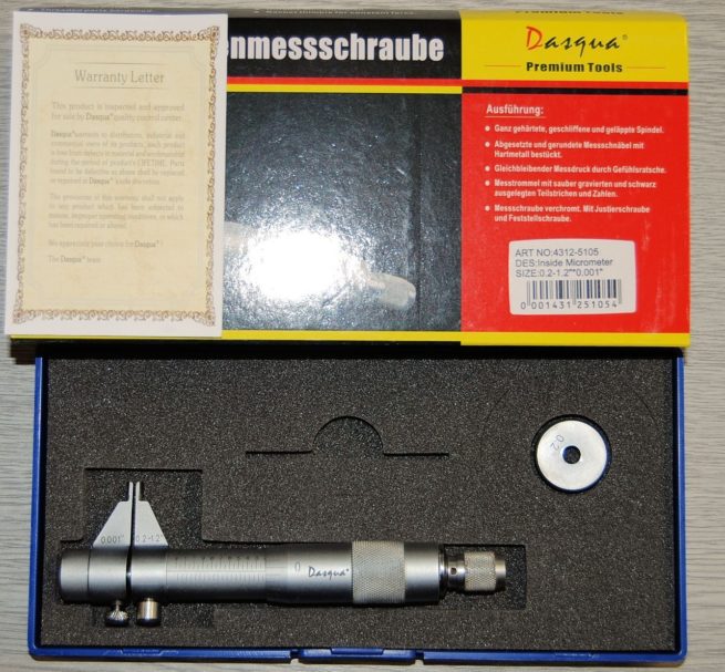 Dasqua Inside Micrometer 0.2 - 1.2" x 0.001"