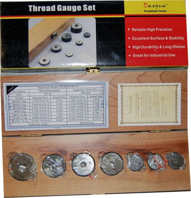 Dasqua Thread Gauge Set (Ring Gauge) M3-M12 GO