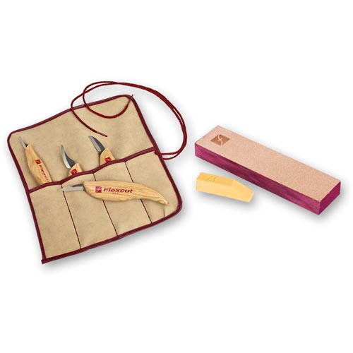 Flexcut 4 Piece Carving Knife Set & Knife Strop - PACKAGE DEAL