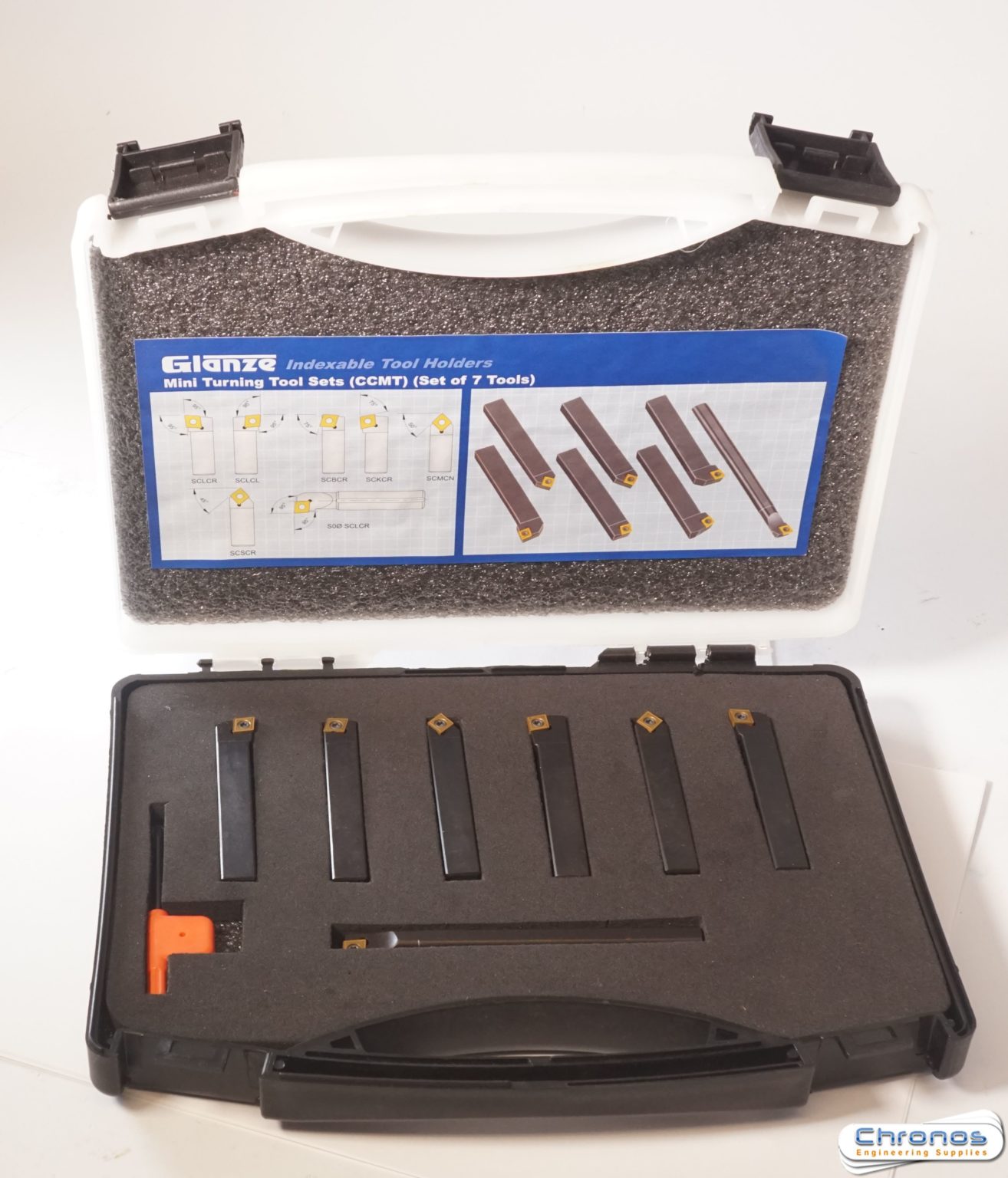 Set of 10mm Glanze Mini Indexable Turning Tools Chronos Engineering Supplies