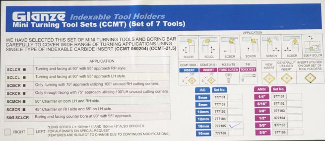 Set of 16mm Glanze Mini Indexable Turning Tools - Image 4
