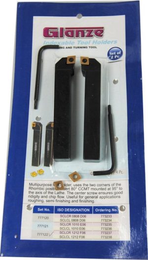 Pair of LH and RH Glanze Indexable Facing Tools with 4 Inserts 12mm