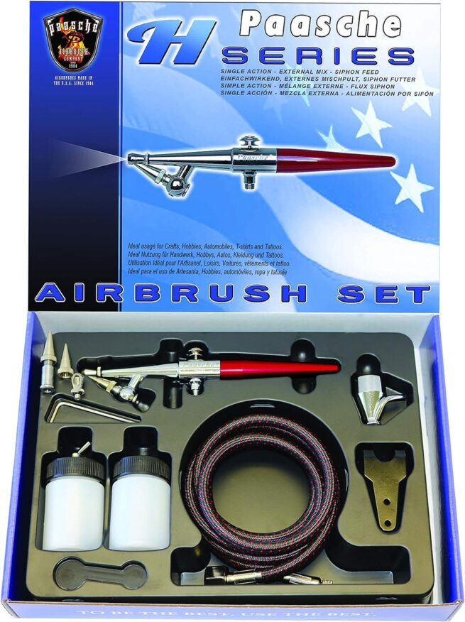 Paasche HS Airbrush Set including all Heads, hose and bottles