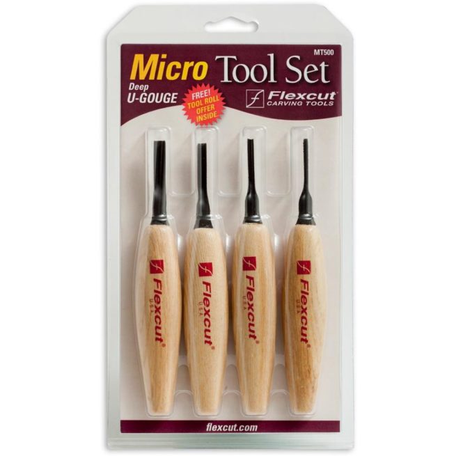 Flexcut MT500 4 Piece DEEP U-GOUGE Micro Tool Set 102649