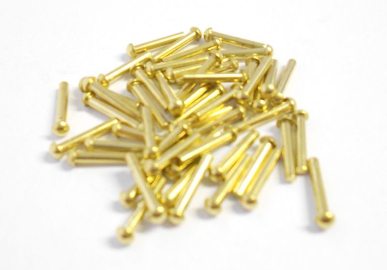 Pack of 100 Brass Round Head Rivets 1/32 x 1/4 Chronos Engineering Supplies