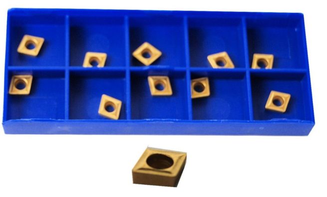 SET OF 10 CCMT CARBIDE INSERTS TiN COATED (GOLD)