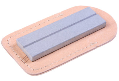 Eze-Lap Fine Grit Pocket Stone (150) 1" x 3" x 1/4" in a Leather Pouch