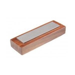 Eze-Lap  1" x 4" Medium Grit Diamond Bench Stone (400) on a Walnut Pedestal