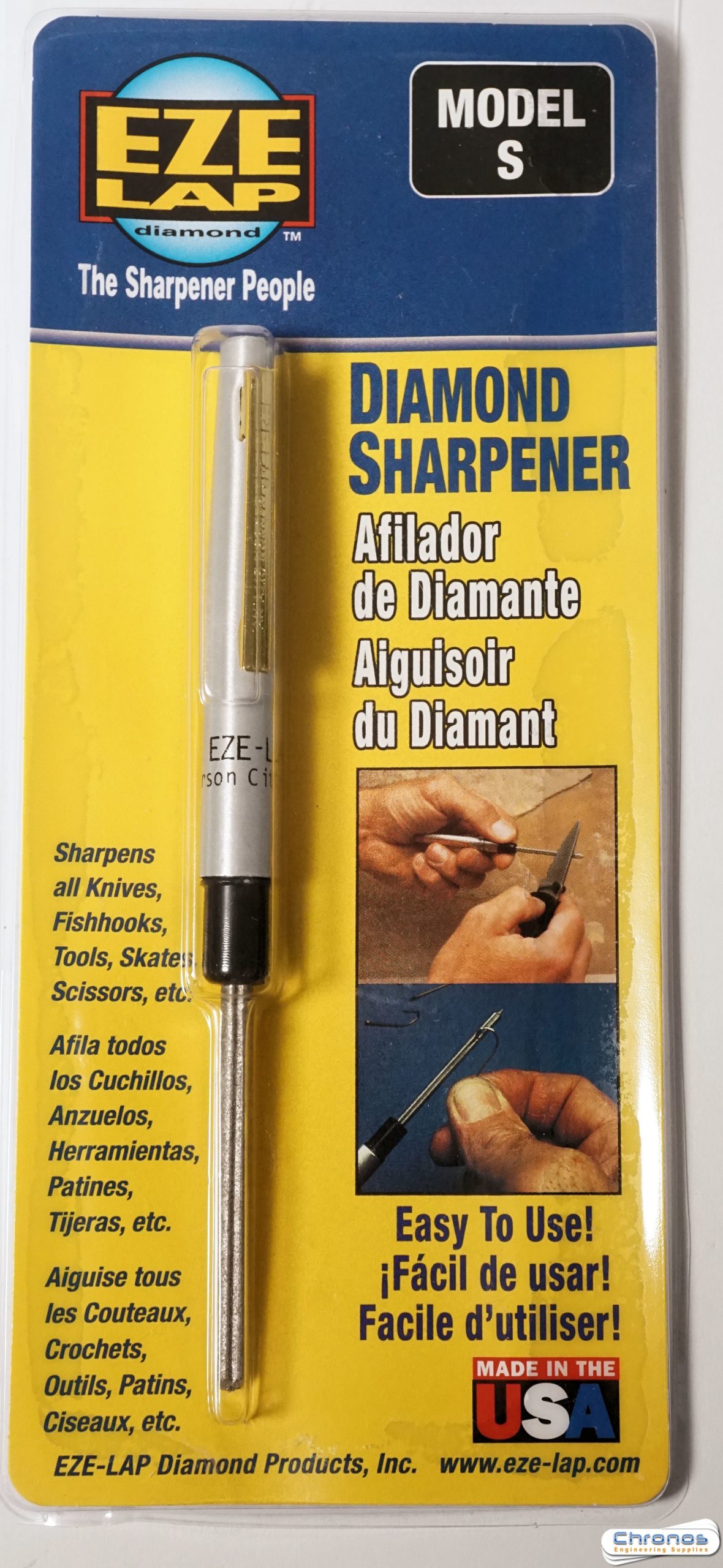 F Eze-Lap Diamond Sharpener 46F Measures 1" x 6" with fish hook sharpening slot 