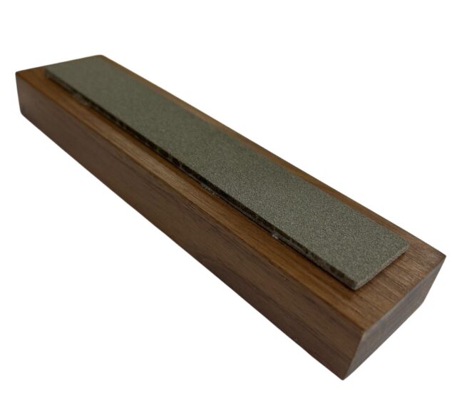 EZE-LAP 1 inch x 6 inch Medium Grit Diamond Bench Stone (400) on a Walnut Pedestal