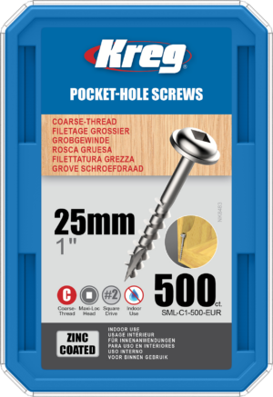Kreg Pocket-Hole Screws – 25mm #8 Coarse, Washer-Head, 500ct