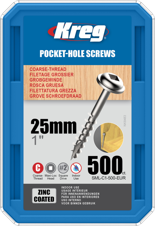 Kreg Pocket-Hole Screws - 25mm #8 Coarse, Washer-Head, 500ct