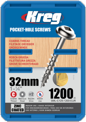 Kreg Pocket-Hole Screws – 32mm, #8 Coarse, Washer-Head, 1200ct