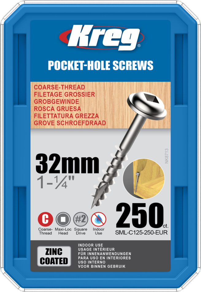 Kreg Pocket-Hole Screws - 32mm, #8 Coarse, Washer-Head, 250ct
