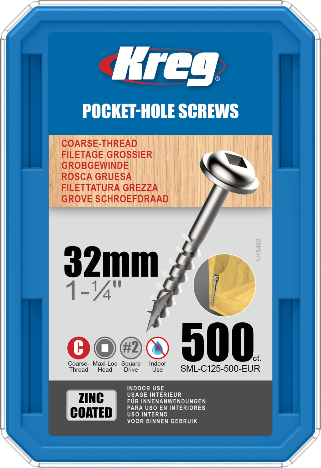 Kreg Pocket-Hole Screws - 32mm, #8 Coarse, Washer-Head, 500ct