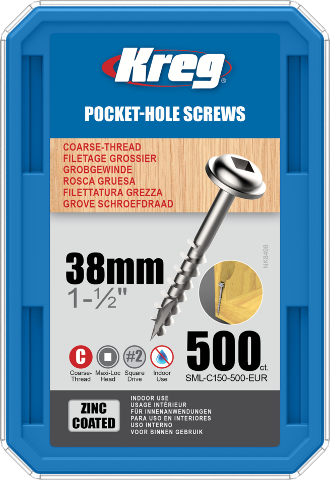 Kreg Pocket-Hole Screws - 38mm, #8 Coarse, Washer-Head, 500ct