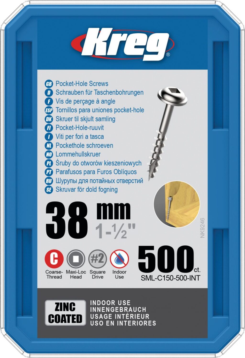 Kreg Pocket Screws – 38mm / 1-1/2″ #8 Coarse Washer-Head 100 pk