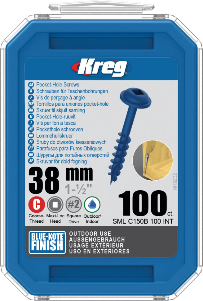 Kreg Blue-Kote WR Pocket Screws – 38mm / 1-1/2″ #8 Coarse 100 pk