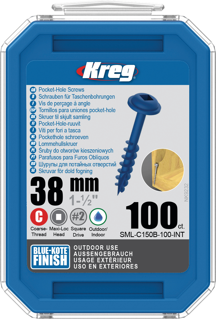 Kreg Blue-Kote WR Pocket Screws – 38mm / 1-1/2″ #8 Coarse 100 pk