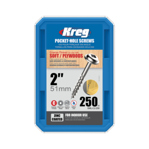 Kreg Pocket-Hole Screws – 51mm, #8 Coarse, Washer-Head, 250ct