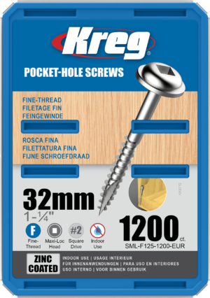Kreg Pocket-Hole Screws – 32mm, #7 Fine, Washer-Head, 1200ct