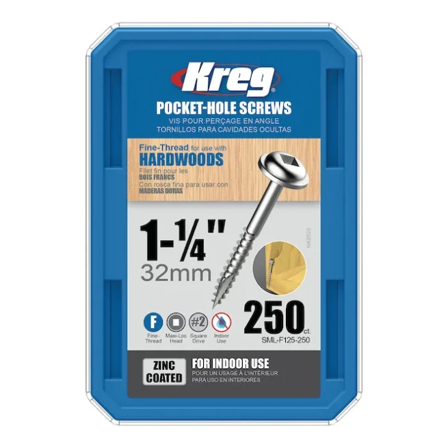 Kreg Pocket-Hole Screws - 32mm, #7 Fine, Washer-Head, 250ct