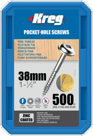 Kreg Pocket-Hole Screws – 38mm, #7 Fine, Washer-Head, 500ct