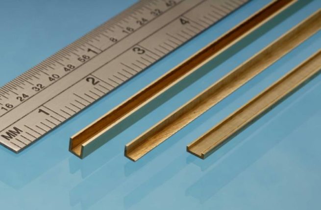 Albion Alloys Brass C  Channel 1 x 3.0  x 1 mm - 1 x 305 mm Length