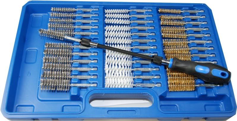 38 pc Wire Brush Set Brass Steel and Nylon Rotary Brushes