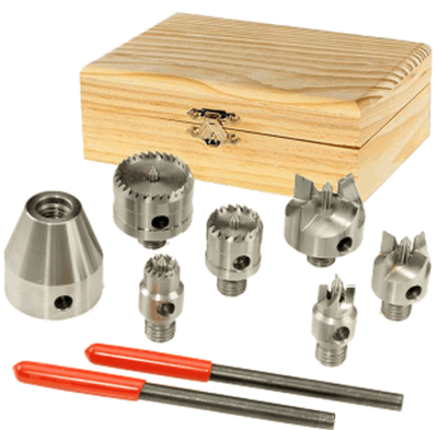 SCT 7pc Set of Drive Centres in a Wooden Box M33 x 3.5 mm Thread