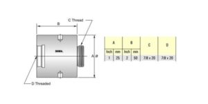 Boring Head Extension Adaptor 7/8 x 7/8