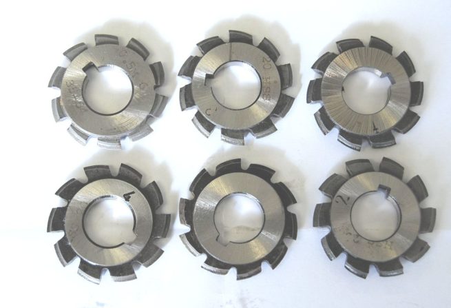 Set of 6 HSS 0.5 Mod Involute Gear Cutters  SORRY OU OF STOCK
