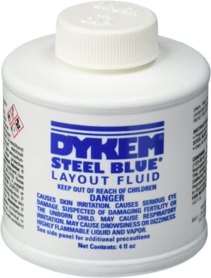Dykem 80300 Engineers Steel Blue Layout Fluid – 4oz / 118ml with Brush in Cap Bottle
