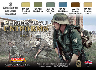 LifeColor German WWII Uniforms Paint Set 1 (22ml x 6) [LC-CS04]
