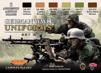 LifeColor German WWII Uniforms Paint Set 2 (22ml x 6) [LC-CS05]
