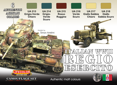 LifeColor Italian Army WWII Regio Esercito Paint Set (22ml x 6) [LC-CS08]