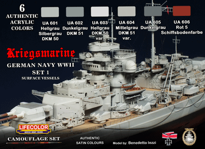 LifeColor German WWII Kriegsmarine Paint Set 1 (22ml x 6) [LC-CS09]
