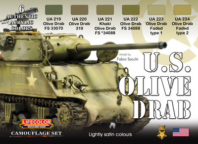 LifeColor U.S. Olive Drab Paint Set (22ml x 6) [LC-CS11]
